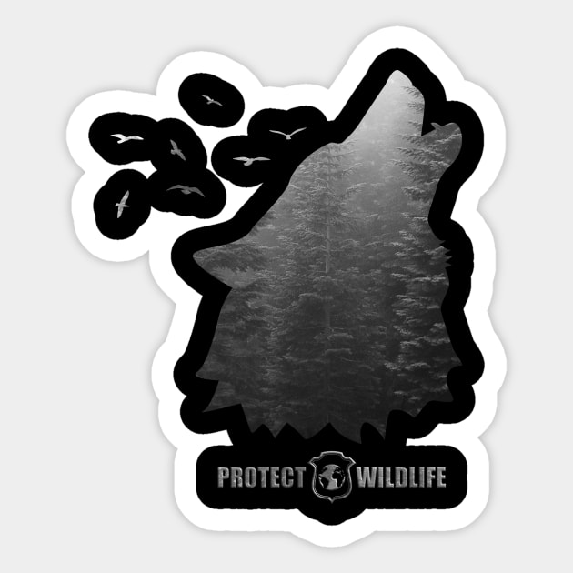 Protect Wildlife - Nature - Wolf Silhouette Sticker by JTYDesigns